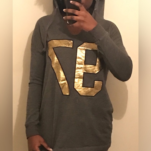 Grey and gold lightweight hoodie - Picture 3 of 4